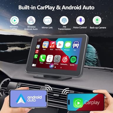 Gegaibe Wireless Car Stereo with Apple CarPlay/Android Auto, Portable Touch Screen Car Radio Multimedia Player with Bluetooth, Backup Camera, Navigation, Mirror Link for All Vehicles - Image 2