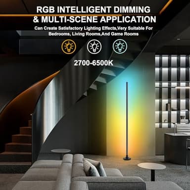Bcmsda LED Floor Lamp, Corner Lamp, Corner Floor Lamp Compatible with Alexa, App, Remote Control, 16 Million DIY Colors RGB Floor Lamp, Music Sync, Timer Corner Light for Living Room, Bedroom - Image 4