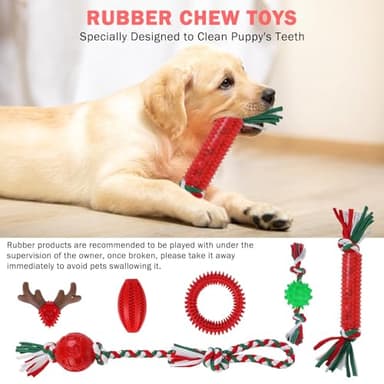 SCENEREAL 15 Pack Dog Toys for Small Dogs Puppies, Christmas Small Dog Toys for Teething and Chewing, Interactive Dog Chew Toys Rope Toy to Keep Them Busy, Holiday Xmas Gift - Image 5
