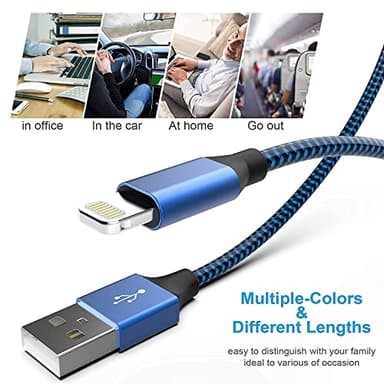 [Apple MFi Certified] 6Pack 3/3/6/6/6/10 FT iPhone Charger Nylon Braided Fast Charging Lightning Cable Compatible iPhone 14 Pro/13 mini/13/12/11 Pro MAX/XR/XS/8/7/Plus/6S/SE/iPad - Image 5