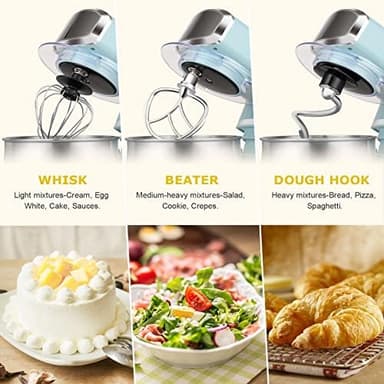 Kitchen in the box Stand Mixer,3.2Qt Small Electric Food Mixer,6 Speeds Portable Lightweight Kitchen Mixer for Daily Use with Egg Whisk,Dough Hook,Flat Beater (Blue - Image 5