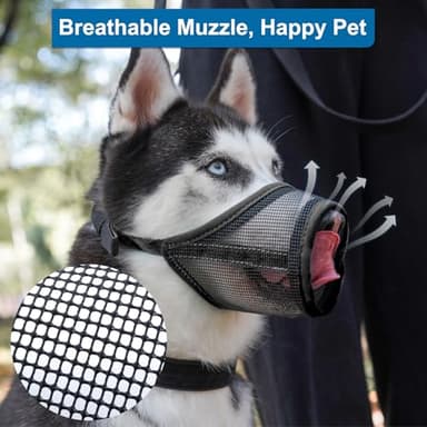 LUCKYPAW Dog Muzzle, Mesh Muzzle for Large Medium Dogs, Soft Mouth Cover to Prevent Biting Chewing, Drinkable Breathable Adjustable Puppy Mouth Guard (L, Black) - Image 7