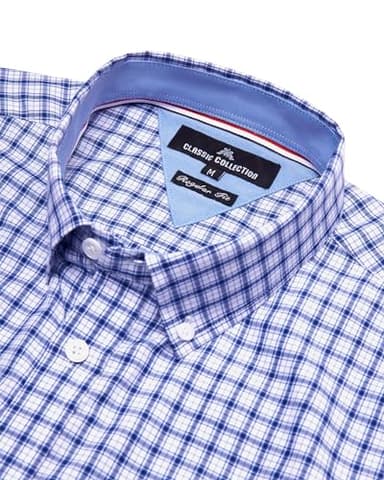 Alimens & Gentle Mens Plaid Short Sleeve Button Down Shirts Cotton Regular Fit Casual Gingham Shirts - Image 2