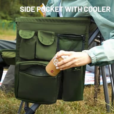 TIMBER RIDGE Oversized Folding Camping Chair High Back Heavy Duty for Adults Support up to 500lbs with Cup Holder, Side Pocket Cooler Bag 2 Pack - Image 7