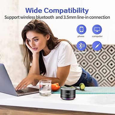 LENRUE Portable Bluetooth Speakers,Wireless Speaker with Clear Sound, Long Playtime, Small Mini Metal Speaker,Christmas Birthday Gifts for Men, Women,Kids(Black - Image 4