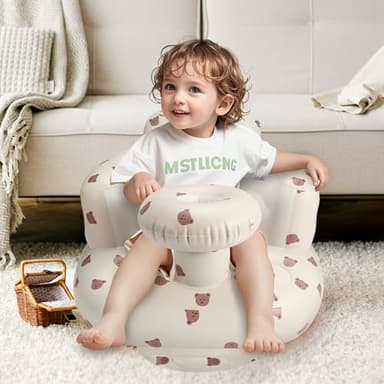 Inflatable Baby Seat for 3-36 Months, Back Support, Built-in Air Pump, Learning to Sit, Blow Up Floor Seat with Tray - Image 3