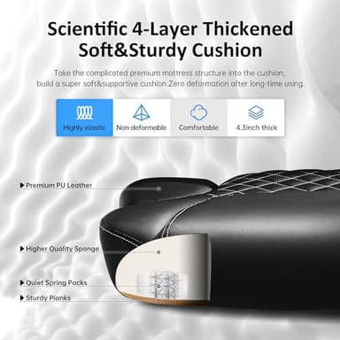 amseatec Office Chair, Big and Tall Office Chair with Foot Rest Ergonomic Chair for Home Desk, Reclining High Back Leather Chairs with Lumbar Support(Black) - Image 6