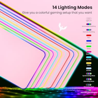 BladeHawks Extra Large RGB Gaming Mouse Pad-14 Light Modes, Extended Soft LED Mouse Pad, Anti-Slip Rubber Base, Computer Keyboard Mousepad Mat (31.5 x 12 Inch) - Image 2