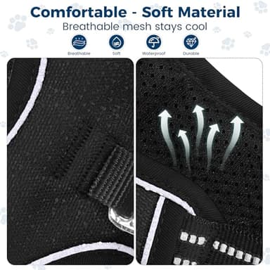 Funfox Dog Harness No Pull, Adjustable Pet Vest Harness, Super Soft Material with Vertical Handle Easy Control, Reflective Night Walking, 2 Leash Clips for Medium Sized Dogs, Black, M - Image 2