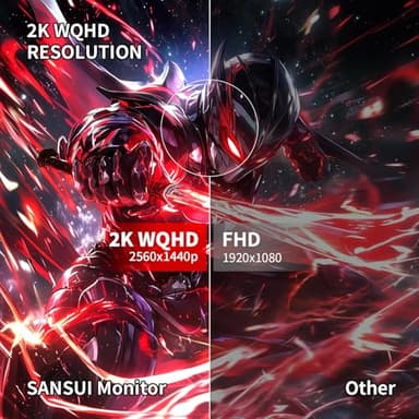 SANSUI 27 Inch WQHD 2560X1440 Curved Gaming Monitor, 180Hz MPRT 1ms Computer Monitor,HDMI2.0 * 2, DP1.2 * 2, Freesync, Curved 1500R, 5000:1 Contrast Ratio, 120% sRGB,HDR(ES-G27C1Q DP Cable Included) - Image 3