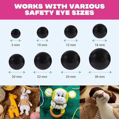 Safety Eye Snapper Tool for Effortlessly Attaching Safety Eyes in Crocheting, Ideal for Amigurumi Crochet & Stuffed Animal Crafts - Fits 5-30mm Eyes, Durable & Ergonomic Making Supplies Tool - Pink - Image 4