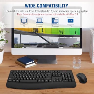 Wireless Keyboard and Mouse Combo, EDJO 2.4G Full-Sized Ergonomic Computer Keyboard with Wrist Rest and 3 Level DPI Adjustable Wireless Mouse for Windows, Mac OS Desktop/Laptop/PC - Image 7