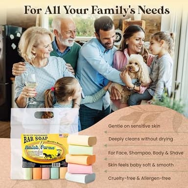 Amish Farms Soap Bar with All Natural Bentonite Clay | Made in USA, Vegan Moisturizing for Sensitive Skin | Women & Mens Face & Body Bath Soap for Shower | Clean Scent | 5 Ounce Each (5 Bars) - Image 6