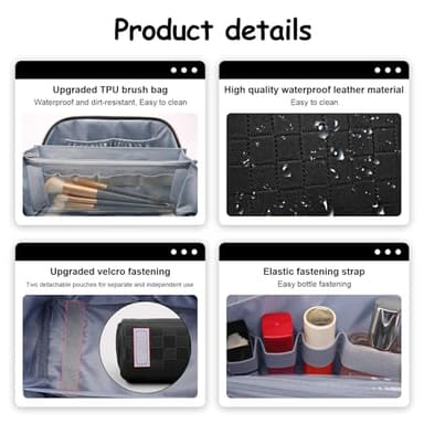 BOYATU Travel Makeup Bags for Women: Vegan Leather Cosmetic Bag Set of 3 - Large Capacity Make up Bag with Divider - Wide Open Waterproof Toiletry Organizer Bag with Handle (L13-Black) - Image 4