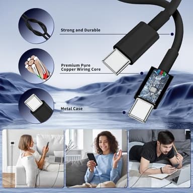 QZIIW Super Fast Samsung Charger Type C,45W Dual Port USB C Fast Charger Block [2-Pack] & Extra Long 60W 3/6/10/10FT USB C Cable - PD Quick Charging 3.0 For Samsung Galaxy S25 Ultra/S24+/S23 iPhone 16 - Image 5