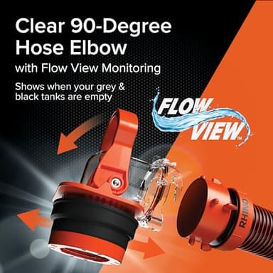 Camco Rhino RV Sewer Adapter PRO - Clear Sewer Hose Elbow with Drain Lock Adapter - Includes Ergonomic Handle & Flexible Adapter (39730) - Image 4