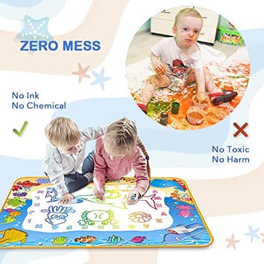 Water Doodle Mat - Kids Painting Writing Color Doodle Drawing Mat Toy Bring Magic Pens Educational Toys for Age 2 3 4 5 6 7 Year Old Girls Boys Age Toddler Gift - Image 3