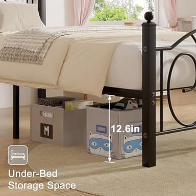 VECELO Twin Size Metal Platform Bed Frame with headboard and Footboard, Heavy Duty Mattress Foundation, Steel Slat Support, No Box Spring Needed, Easy Assembly, Matte Black - Image 5