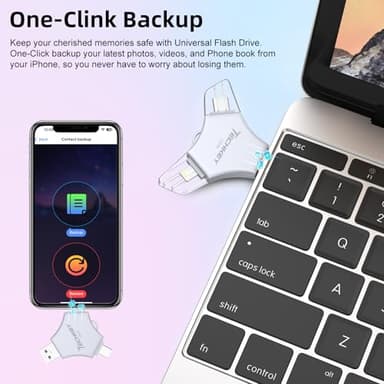 MFi Certified USB 3.0 Flash Drive 128GB for iPhone, 3in1 External Memory Photo Keeper Storage Stick for Picture/Video/Data Saver/Backup, High Speed Thumb/Jump/Hard Drives for iPhone/iPad/Android/PC - Image 4