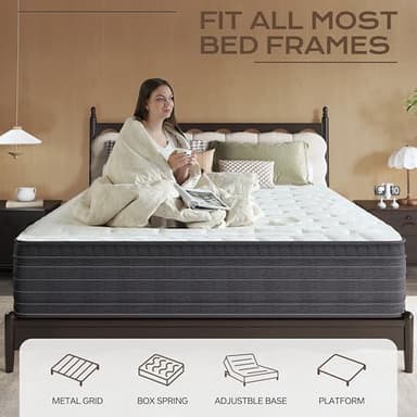Hybrid Mattress Queen Size, 12 Inch Soft Queen Size with Hybrid Bed Mattress in a Box Pressure Relief, Cooling Farbic, Motion Isolation & Edge Support - Image 5