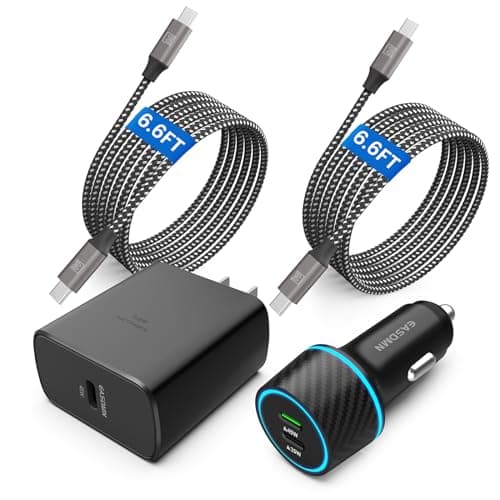 45W USB-C Charger, 2-Pack 45 Watt Samsung Super Fast Charger Type C PPS Wall/Car Charger for Samsung Galaxy S24 Ultra/S24+/S23 Ultra/S23+/S23/S22 Ultra/Note 10+, Galaxy Tab S9 with 2X 6.6ft Cable - Image 1