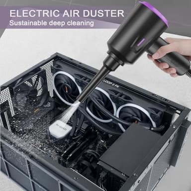 Meudeen Air Duster - Compressed Air - 5.74 oz High Power Cleaning for Computer - PC - 2 Gear Air Blower (Black Purple) - Image 2
