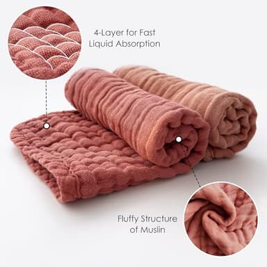 MOON PARK Baby Washcloths, 12 Pack - 12x12 Inches, Small Burp Cloths and Baby Wipes - 100% Cotton Muslin Ultra Soft for Newborn, Infant and Toddlers - Brown, Honey and Bean Paste Series - Image 3