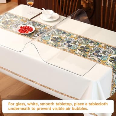 42 x 84 Inch 7ft Clear Plastic Dining Table Protector Tablecloth Desk Pad Mat Wooden Furniture Coffee Glass End Side Dinner Table Cloth Top Protection Countertop Cover Waterproof Wipeable PVC Vinyl - Image 6