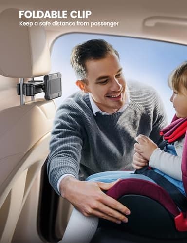 Lamicall Car Headrest Tablet Holder - [Lockable] [Thick Case Friendly] [Foldable Clip] Car Backseat Tablet Mount, Car Accessories for Kids, for iPad Pro, Air, Mini, Galaxy, Fire HD, 4.7-13" Tablets - Image 4