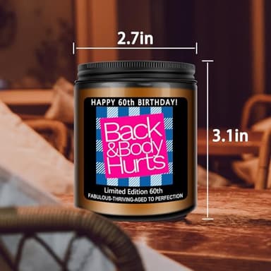 Homsolver 60th Birthday Gifts for Women Men, Happy 60th Birthday Decorations Candles Gift for Her Him, Funny 60 Years Old Ideas- Lavender Scented Candle - Image 4