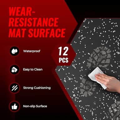 SUPERJARE 0.79'' Extra-Thick Exercise Equipment Mats, 12 Pcs 48 Sq Ft Rubber Top Floor Tiles with High Density EVA Foam, Interlocking Gym Flooring for Home Gym, Workout Mat, Black/Grey - Image 7