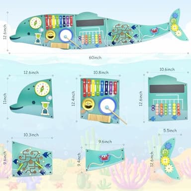 Baotree Activity Wall Busy Board Panels, Montessori Sensory Toys, Wall Activity Center, Educational Toy, Interactive Wooden Learning Toy for Toddler Playroom & Children's Daycare - Image 2