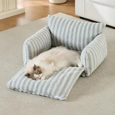 Hollypet Cat Bed Fluffy Plush Mutifuctional Double-Layer Soft Pet Couch Orthopedic Sofa Nest Beds for Small Cats and Dogs, Gray (25x20x13 inch) - Image 6