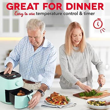 DASH Tasti-Crisp™ Electric Air Fryer Oven, 2.6 Qt., Aqua – Compact Air Fryer for Healthier Food in Minutes, Ideal for Small Spaces - Auto Shut Off, Analog, 1000-Watt - Image 5