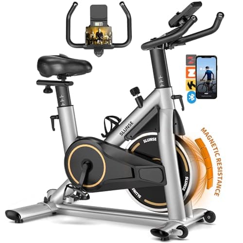 Exercise Bike, Adjustable Magnetic Resistance Stationary Bikes for Home with App Compatible, Quiet Indoor Cycling Bike with 350lbs Weight Capacity Comfortable Seat, Digital Monitor & Phone Mount - Image 1