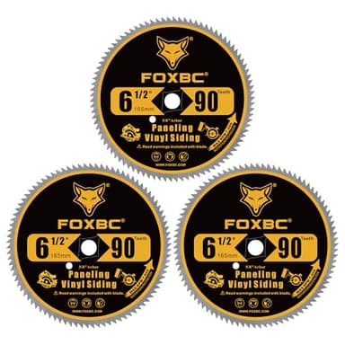 FOXBC 6-1/2 Inch 90 Tooth Circular Saw Blade for Paneling and Vinyl Siding Wood Cutting with 5/8-Inch Diamond Arbor - Image 1