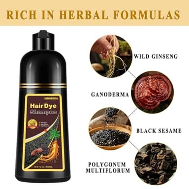 Wine Red Hair Dye Shampoo 3 in 1, Long-lasting & Natual Hair Color Shampoo, Herbal Ingredients Natural Shampoo Hair Dye Effect in Minutes, Gifts for Men Women 500ml - Image 5