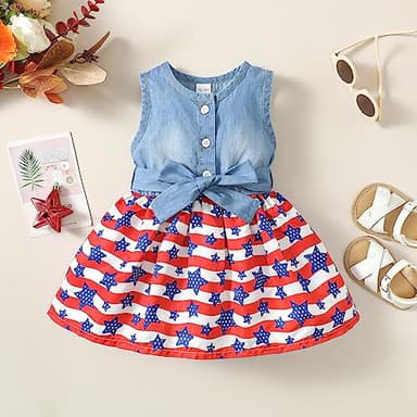 Toddler Baby Girl Clothes 4th of July Dresses Summer Independence Day Outfit Patriotic Fourth of July Shirt Dress Sundress 3T 4T Girl Clothes - Image 2