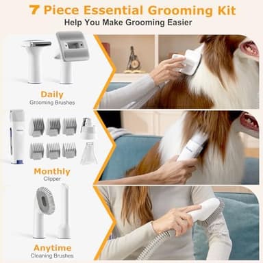Odatay Dog Grooming Kit, 12,000Pa Strong Pet Grooming Vacuum for Dogs with Clipper Nail Grinder, 2L Dust Cup, 5 Suction Levels Dog Hair Vacuum with 7 Pet Grooming Tools for Shedding and Home Cleaning - Image 6