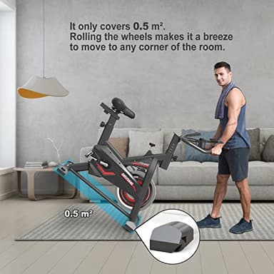 GOFLYSHINE Exercise Bikes Stationary,Exercise Bike for Home Indoor Cycling Bike for Home Cardio Gym,Workout Bike with pad Mount & LCD Monitor,Silent Belt Drive (Black-red) - Image 7