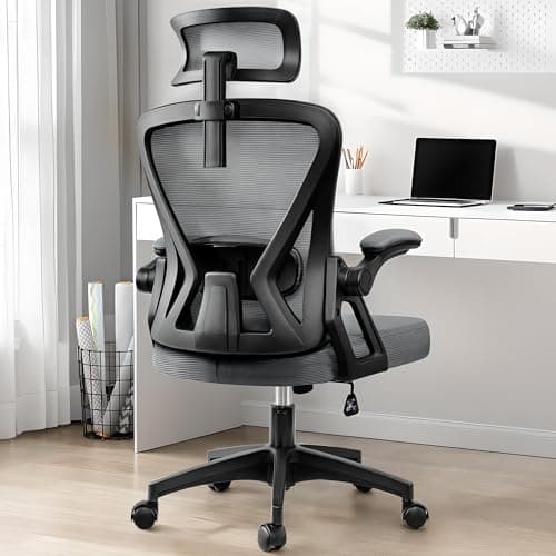 Ergonomic Office Chair, Home Office Desk Chair with Headrest, High Back Mesh Chair with Flip-up Armrests, Comfy Desk Chair with Lumbar Support, Rolling Swivel Task Chair for Office - Image 1