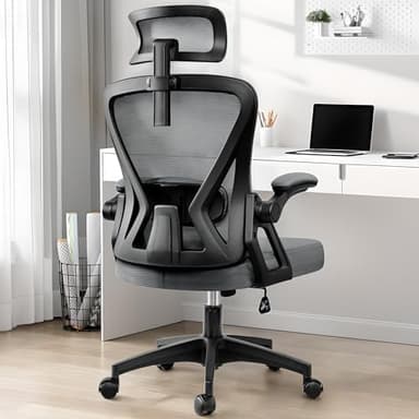 Ergonomic Office Chair, Home Office Desk Chair with Headrest, High Back Mesh Chair with Flip-up Armrests, Comfy Desk Chair with Lumbar Support, Rolling Swivel Task Chair for Office - Image 1