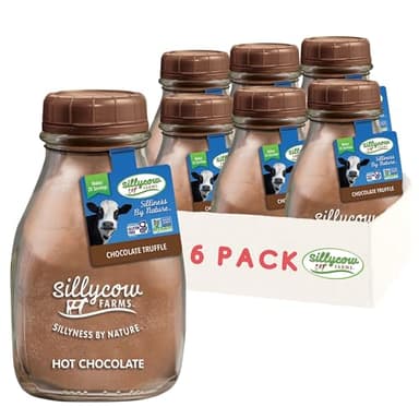Sillycow Farms Hot Chocolate Mix Truffle Flavor | Vegan, Nut Free Certified Quality Cocoa Powder | Gluten-Free, Non-GMO & Dairy-Free | Reusable Packaging | 16.9 Oz Reusable Glass Bottle - Pack of 6 - Image 1