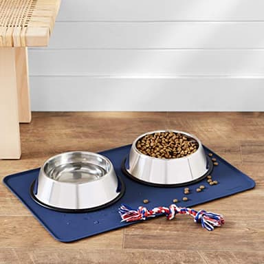 Amazon Basics Waterproof Anti-Slip Silicone Cat & Dog Food Mat, Pet Mats with Raised Edges for Food and Water Bowl to Protect Floors, 24 x 16 Inches, Blue, Solid - Image 5