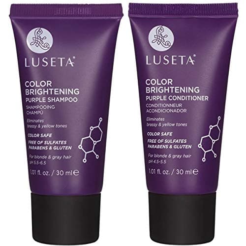 Luseta Color Brightening Purple Shampoo and Conditioner Travel Kit for Blonde and Gray Hair -Infused with Cocos Nucifera Oil to Help Nourish, Moisturize and Condition Hair, 2x1.01oz - Image 1