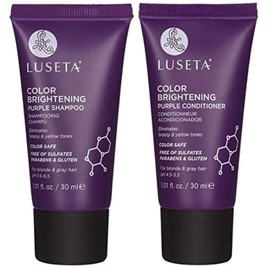 Luseta Color Brightening Purple Shampoo and Conditioner Travel Kit for Blonde and Gray Hair -Infused with Cocos Nucifera Oil to Help Nourish, Moisturize and Condition Hair, 2x1.01oz - Image 1