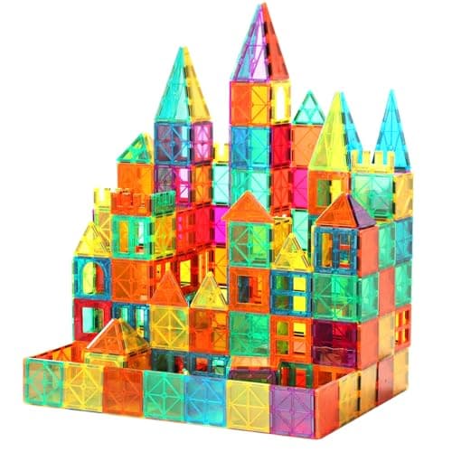 FNJO Magnetic Tiles, 64 PCS Magnetic Building Blocks, Magnets Building Set, STEM Toys for Kids Boys and Girls Creative and Inspirational - Image 1