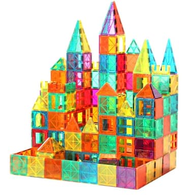 FNJO Magnetic Tiles, 64 PCS Magnetic Building Blocks, Magnets Building Set, STEM Toys for Kids Boys and Girls Creative and Inspirational - Image 1