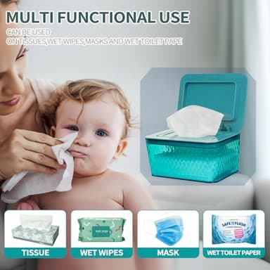 Whiidoom Wipes Dispenser, One-Handed Operation Wipe Holder for Baby & Adult, Seal-Designed Wipes Container for Bathroom Keep Diaper Wipes Fresh (Green) - Image 5
