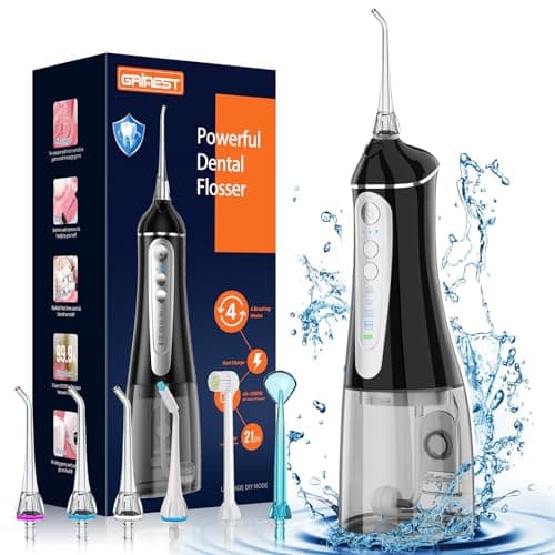 Water Dental flosser for Teeth Cleaning - Rechargeable Cordless Oral Irrigator 4 Modes 6 Tips IPX 7 Waterproof Portable Teeth Cleaner Pick for Home Trave - Image 1
